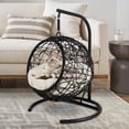 thumbnail image 2 of Uforic Cat Swing Bed with Stand, Hanging Hammock with PE Wicker Basket & Detachable Cushion, Black, 2 of 8
