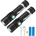 thumbnail image 1 of Linterna, 1000 lúmenes, linterna LED recargable por USB, 4 modos de luz, resistente al agua IPX4, linterna con zoom para camping, senderismo, emergencia (paquete de 2, batería incluida) TUNC Sencillez, 1 of 5