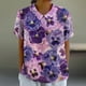 thumbnail image 3 of Blusas de Manga Corta para las Mujeres Cuello de Muñeca Lindo Lino Algodón, Impreso Suelto Camiseta para el Uso Casual, Diario Y de Verano, 3 of 4