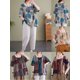 thumbnail image 3 of Blusa, Blusa suelta para mujer Impreso Media manga O Cuello Vintage Camisas casuales Abanopi Azul, 3 of 7