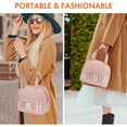 thumbnail image 6 of Lunch Bag for Women Insulated For Men PU leather Small Office Work lunch with Chenille Letters Leakproof Freezable Cooler Reusable Portable Box (White&Pink), 6 of 6