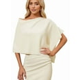 thumbnail image 3 of Chandail Poncho pour Femme Coupe Amincissante Court Polyvalent Châle Tricot Doux Enveloppements Col Bénitier Hauts Courts Blanc Taille Unique, 3 of 10