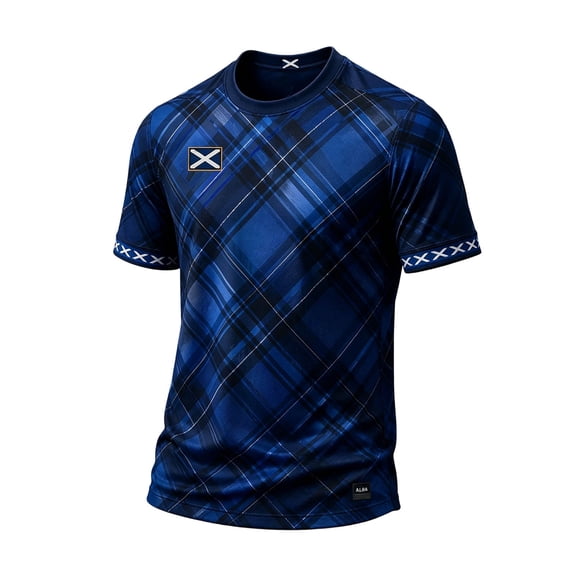 Men Soccer Tops Scottish Print For Everyday Casual Wear Lightweight Tee With Classic Crew Neck Comfortable Fit For Team Fans Spirit Shirts Size L