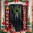 thumbnail image 4 of Merry Christmas Banner Christmas Porch Sign Decorations - Red Black Buffalo Plaid Outdoor Xmas Decor, Hanging Christmas Banner for Indoor Outside Front Door Garage Holiday Party Wall Decor, 4 of 9