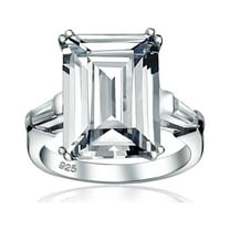 Bling Jewelry Womens Art Deco 10CT Emerald Cut Engagement Ring Sterling Silver