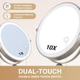 thumbnail image 3 of Rechargeable Wall Mounted Lighted Makeup Mirror DoubleSided /x Magnifying Mirror with Color Lights Vanity Mirror with DualTouch & Luminance Memory (Nickel), 3 of 8