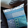 thumbnail image 3 of 16" Flower Castle Patchwork Broadcloth Blown and Closed Pillow White Blue Fabric, 3 of 9