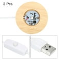 thumbnail image 3 of Uxcell Round Wooden 2.56" Colorful Light Display Base Stand LED Light Wood Color, 2Pcs, 3 of 7
