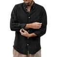 thumbnail image 4 of GXFC Men's Fall Shirt Long Sleeve Casual Button-Down Collar Loose Simple T Shirt with Pocket for Men Streetwear,Spring 3XL, 4 of 6