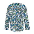 thumbnail image 4 of Fewfanhot Women Floral Print 3/4 Sleeve Blouse, V‑Neck Button Decor Casual Loose Shirt Tunic Top for Ladies, 4 of 5