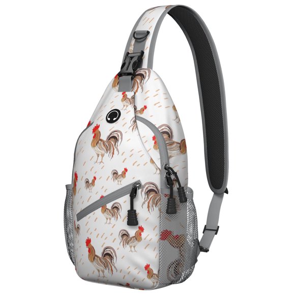 Sac Bandoulière Motif Poulet et Œuf Mignon, Sac à Dos Léger Rustique Ferme Dessin Animé Poule Coq pour Voyage en Plein Air