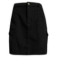 thumbnail image 4 of Ediodpoh Jean Skirt Women Skirt Soft Hugging Denim Skirt Elastic Waist Cargo Pocket Denim Short Skirt for Casual Womens Skirts Black XL, 4 of 7