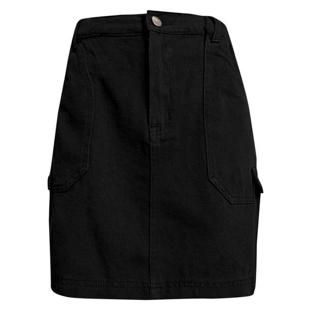 Falda vaquera con cintura elástica para mujer - Falda ajustada a la cadera con bolsillos cargo, informal para salir de fiesta, S-XXL