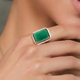 thumbnail image 3 of Gem Stone King 16.14 Ct Emerald Cut 18x13mm Green Onyx 18K Rose Gold Plated Silver Ring, 3 of 4