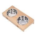 thumbnail image 2 of Double Bol pour Chat en Acier Inoxydable, Bols Surélevés Confortables et Polyvalents avec Support en Bambou pour Chats Support en Bambou et Double Bol en Acier Inoxydable, 2 of 8