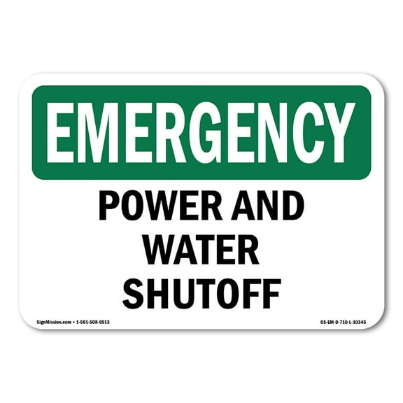 OSHA EMERGENCY Sign - Power And Water Shutoff | Decal | Protect Your Business, Construction Site, Warehouse & Shop Area | Made in the USA