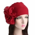 thumbnail image 2 of Penkiiy Chemo Turban Hats for Women - Elastic Flower Beanie Headwrap Caps Solid Color Grate for Cancer Hair Cover Red, 2 of 4