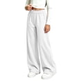 thumbnail image 3 of LIBRCLO Kids Girls Sweatpants Elastic Waist Wide Leg Pants Fleece Baggy Sweatpants Size 9-10 Years, 3 of 6