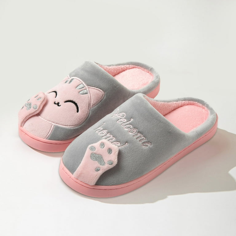 Mostsola Pairable Slipper for Women Men Cute Cat Embroidery