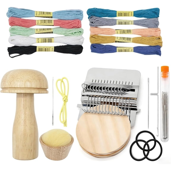 Knit Patch Kit, Patch Maker Knitting Kit, Mini Darning Looms with 14 Hooks, Small Weaving Tools for Handcraft DIY Weaving Repair Beginners Mending Jeans Socks