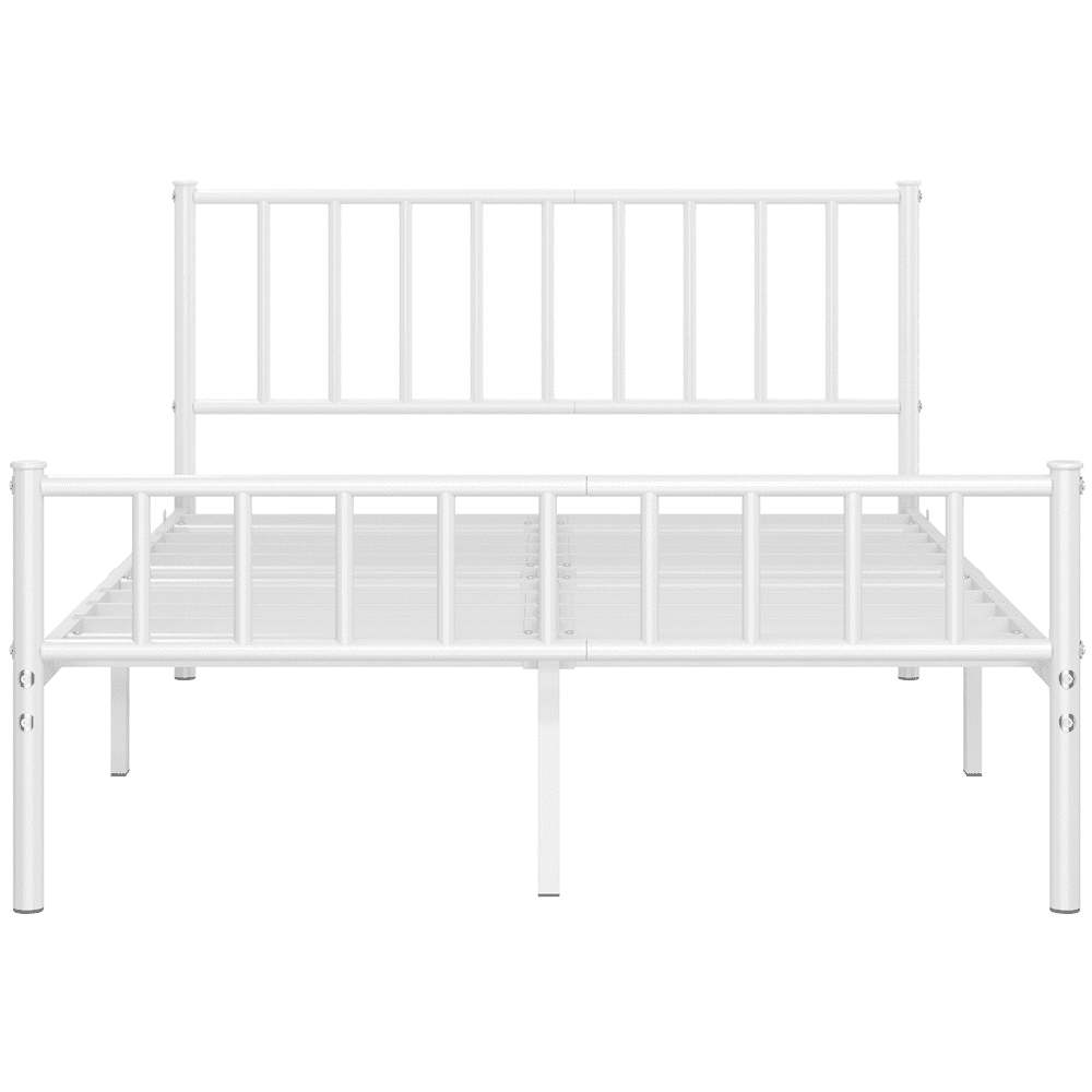 Renwick Full Size Metal Platform Bed with Headboard, White