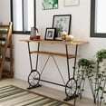 thumbnail image 2 of Bowery Hill 1-Shelf Rectangle Contemporary Metal Bar Table in Oak, 2 of 7