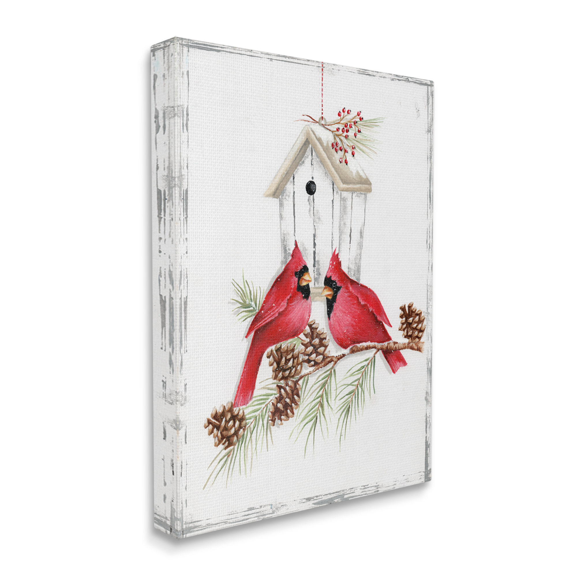 Stupell Industries Cardinals & Snowy Birdhouse Animals & Insects Painting Gallery Wrapped Canvas Art Print Wall Art, 24 x 30