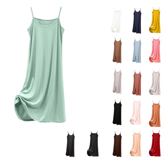 Antinious Women Solid Spaghetti Straps Sleeveless Soft Camisole Stylish Casual Nightgown