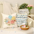 thumbnail image 5 of hofaaa Happy Easter Pillow Covers 18x18 Inch Set of 4, Striped Hello Spring Floral Bunny Rabbit Eggs Decorative Farmhouse Throw Pillowcases for Home Sofa Couch Decoration (Blue) G453-18, 5 of 6