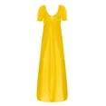 thumbnail image 4 of Summer Dresses For Women Solid Color V Neck Short Sleeve Casual Plus Size Maxi Dress Beachwear ,Yellow,XXXXL, 4 of 4