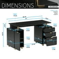 thumbnail image 4 of 56.75" W Elegant Executive Desk with 3 Drawers and Storage Cabinet, Modern Office Desk with Gold Accents, Floating Work Surface, Closed Storage with Ventilation & Adjustable Shelf, Black & Gold, 4 of 11
