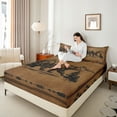 thumbnail image 4 of Feelyou Jungle Bear Wildlife Queen Sheet Sets, Vintage Lake House Flat Sheet, Rustic Hunting Theme Queen Fitted Sheet, Lightweight Room Decor, 4pcs, 4 of 7