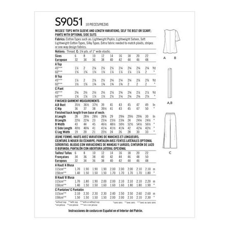 Simplicity Patterns Ss9051r5 14 Sewing Patterns For Shirts 44 Belt Or Scarf Pants For Women 44 Paper 44 Various Colors Walmart Canada Simplicity Patterns Ss9051r5 14 Sewing Patterns For Shirts 44 Belt Or Scarf Pants For Women 44 Paper 44 Various Colors Walmart Canada