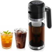 Cold Brew Maker, Electric Tea and Coffee Brewer 15 Minutes, Cold Brewer Drink with Built-in Battery Portable for Outdoor Use,Tea Brewer with Customized Mode,Black Cover and Glass Cup