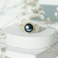 thumbnail image 4 of Rosec Jewels Tahitian Pearl Engagement Ring with Moissanite - 8 Carat - Black Pearl Ring - AAA Quality - with Jewelry Box, 18K Yellow Gold, US 7.00, 4 of 9