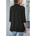 thumbnail image 4 of Women'S Open Front Cardigan 3/4 Sleeve Draped Soft Knit Sweaters Black M, 4 of 7