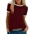 thumbnail image 3 of Womens Tshirts Short Sleeve Crew Neck Basic Tees Spring Tops Vacation Outfits for Women, 3 of 4