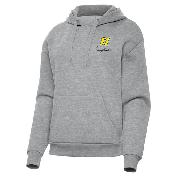 Women's Antigua  Heather Gray Denny Hamlin Victory Pullover Hoodie