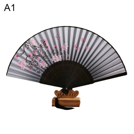 

Yasu Vintage Bamboo Cherry Blossom Print Folding Handheld Summer Girls Dancing Fan