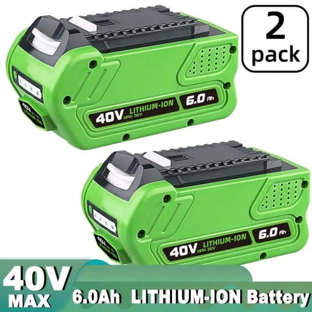 2 Pack 40V 6.0Ah Replacement Battery for GreenWorks 29472 29462 Battery G-MAX Power Tools 22262 25322 27062 29252