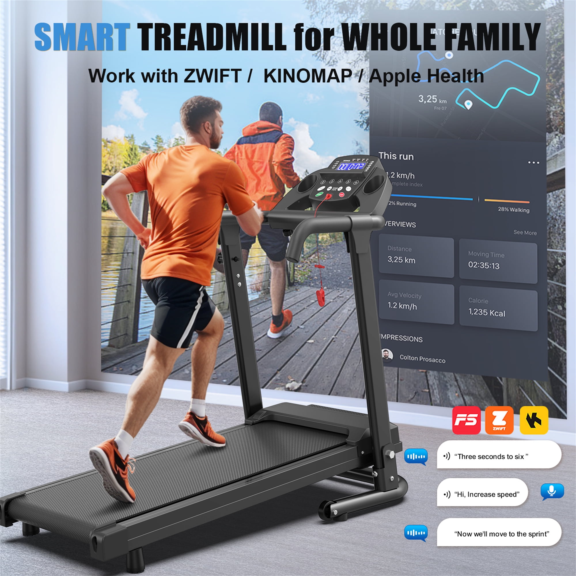 Aukfa Q30-5 Electric Treadmill with Incline 300 lb Capacity 7.5 mph Max Speed for Home Office
