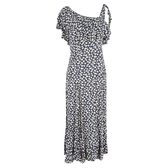 Pre-Owned Ganni Asymmetrical Floral Maxi Dress in Floral Print Viscose