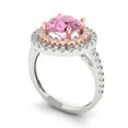 thumbnail image 2 of Clara Pucci 14K White/Rose Gold Solid Gold Pink Halo Anniversary Ring for Women - 2.6 cttw Round Cut, 2 of 8
