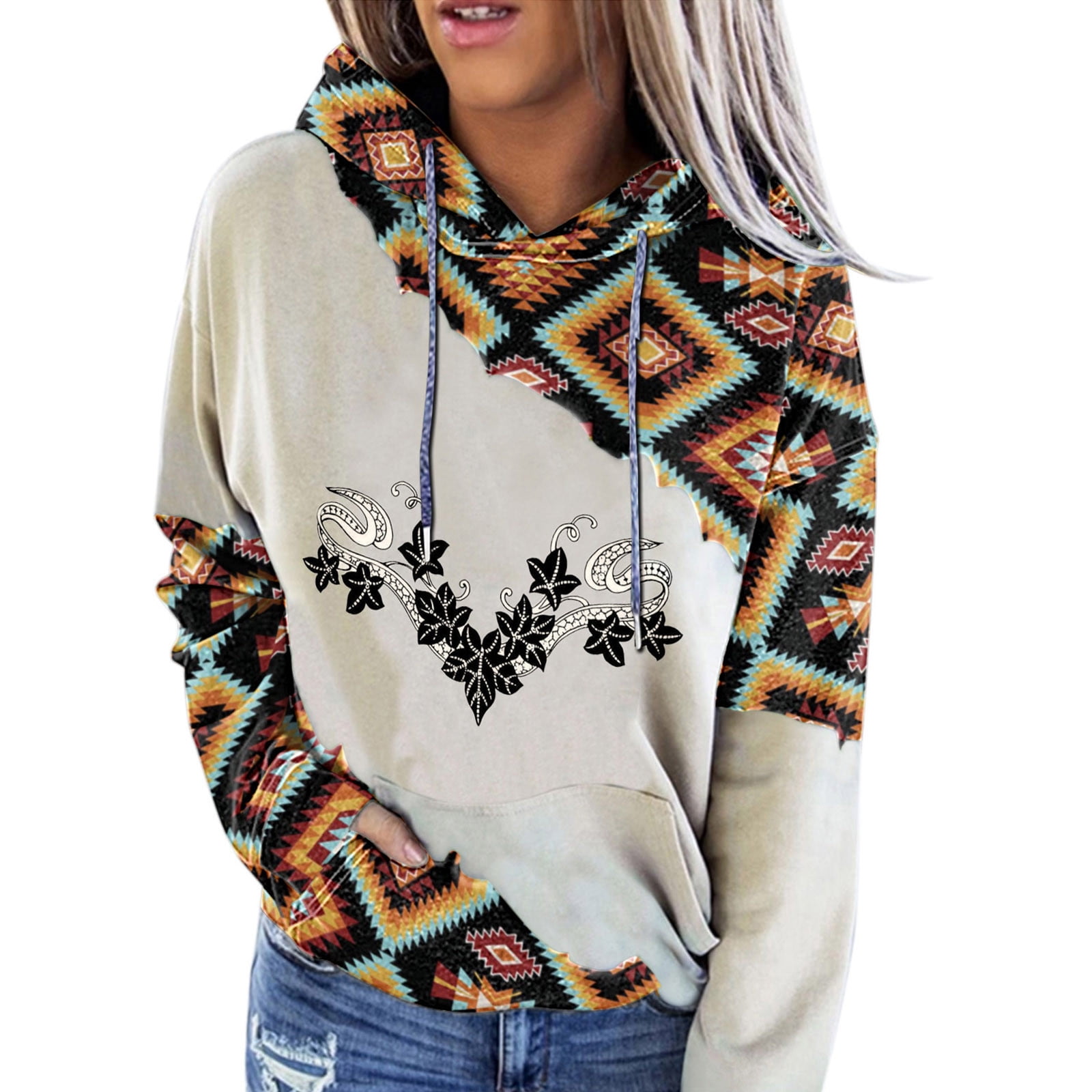 Aztec Print Long Sleeve Shirt Pullover 