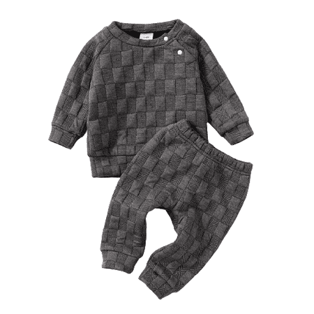 

Mikrdoo Baby Girls Clothes Plaid Pattern 0 Months Baby Girls Winter Tops 3 Months Baby Girls Pants 2Pcs Winter Clothes Set Gray