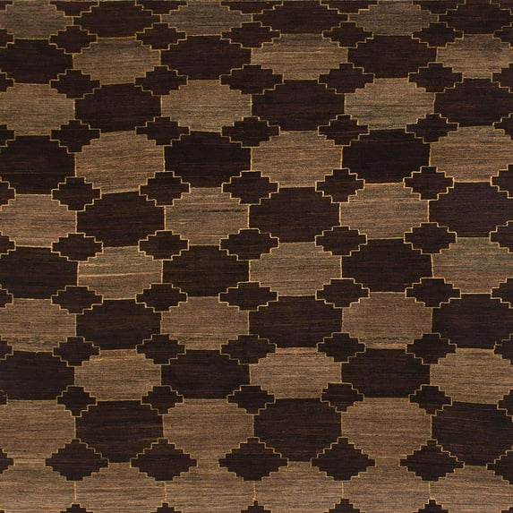 Ahgly Company Machine Washable Indoor Square Abstract Saddle Brown Area Rugs, 5' Square