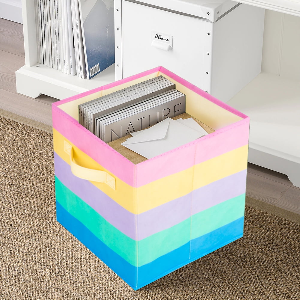 YOYTOO Collapsible Fabric Cube Storage Bins (10.5" x 10.5"), 6 Pack Cube Organizer Basket Bins, Multicolor
