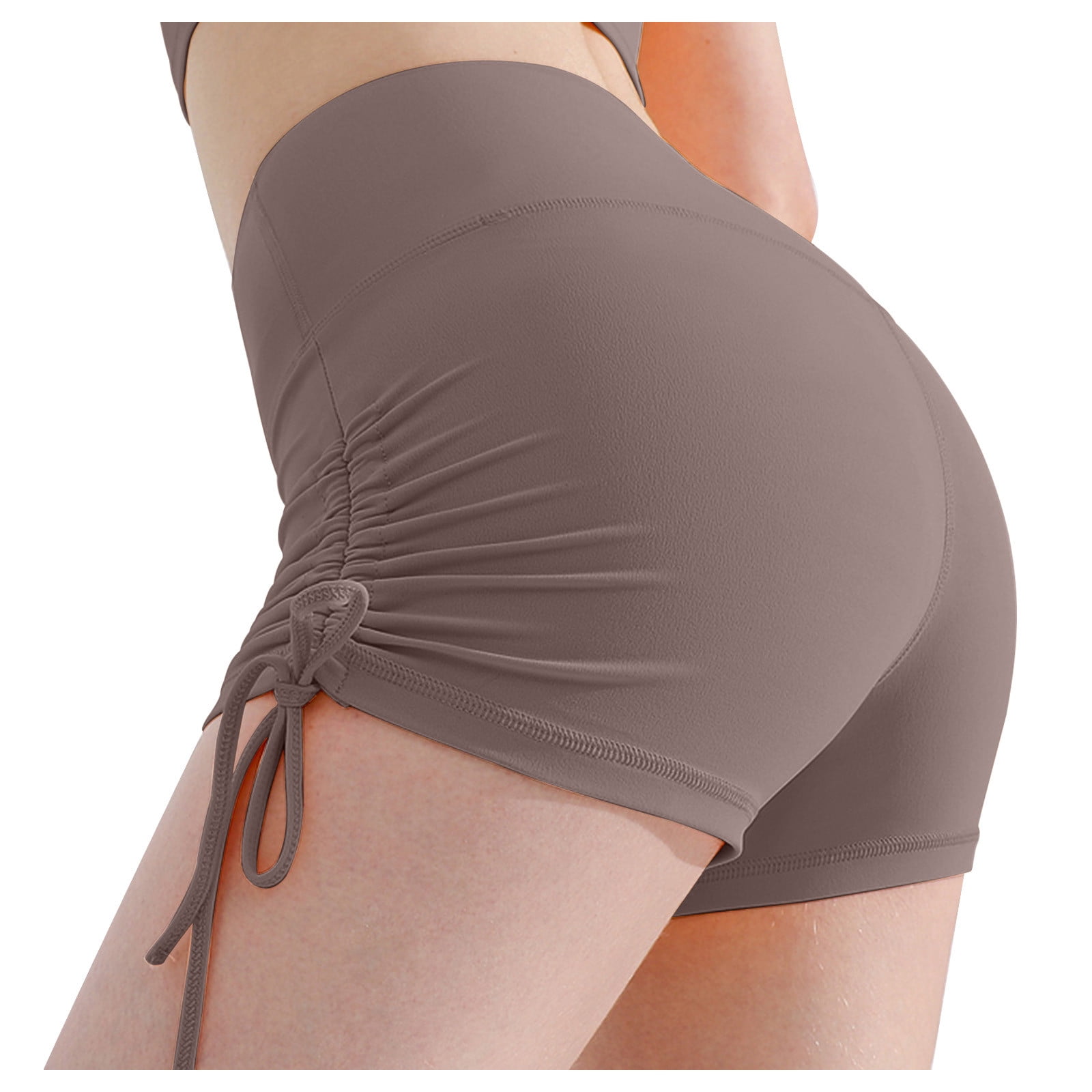 Birdeem Womens Sports Yoga Shorts Drawstring High Waist Peach Hip