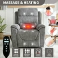 thumbnail image 4 of Power Lift Recliner Chair with Massage and Lumbar Heating for Elderly, Faux Leather Reclining Chair with 180° Lying Flat and Side Pockets for Living Room, Grey, 4 of 7