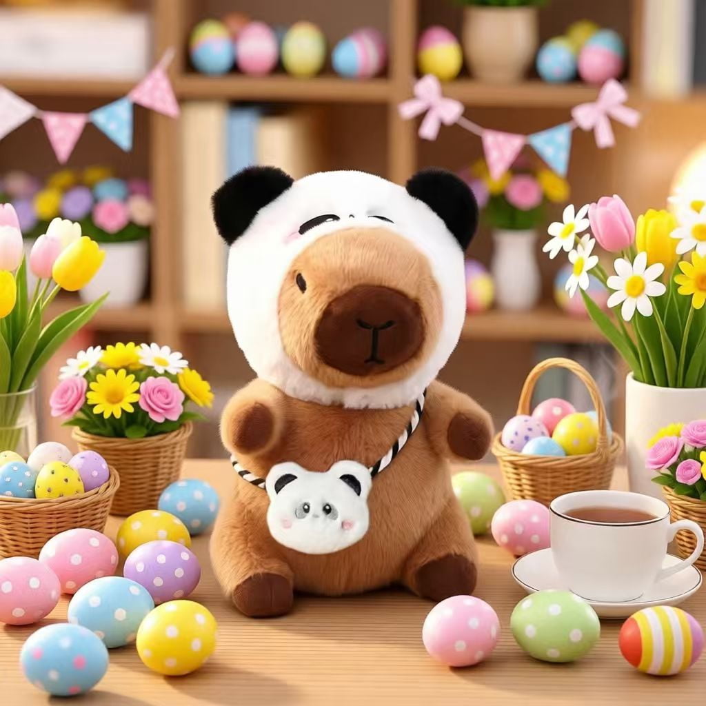 10.4 in/26.5 Cm Capybara Plush Stuffed Animal, Soft Plush Toy with Easter & Spring Outfit, Cute Gift for Easter Basket, Home Decor & Collectible